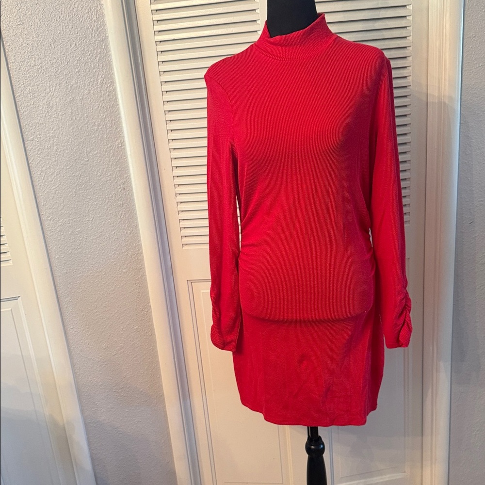 Sanctuary Bold Red Turtleneck Long-Sleeve Dress